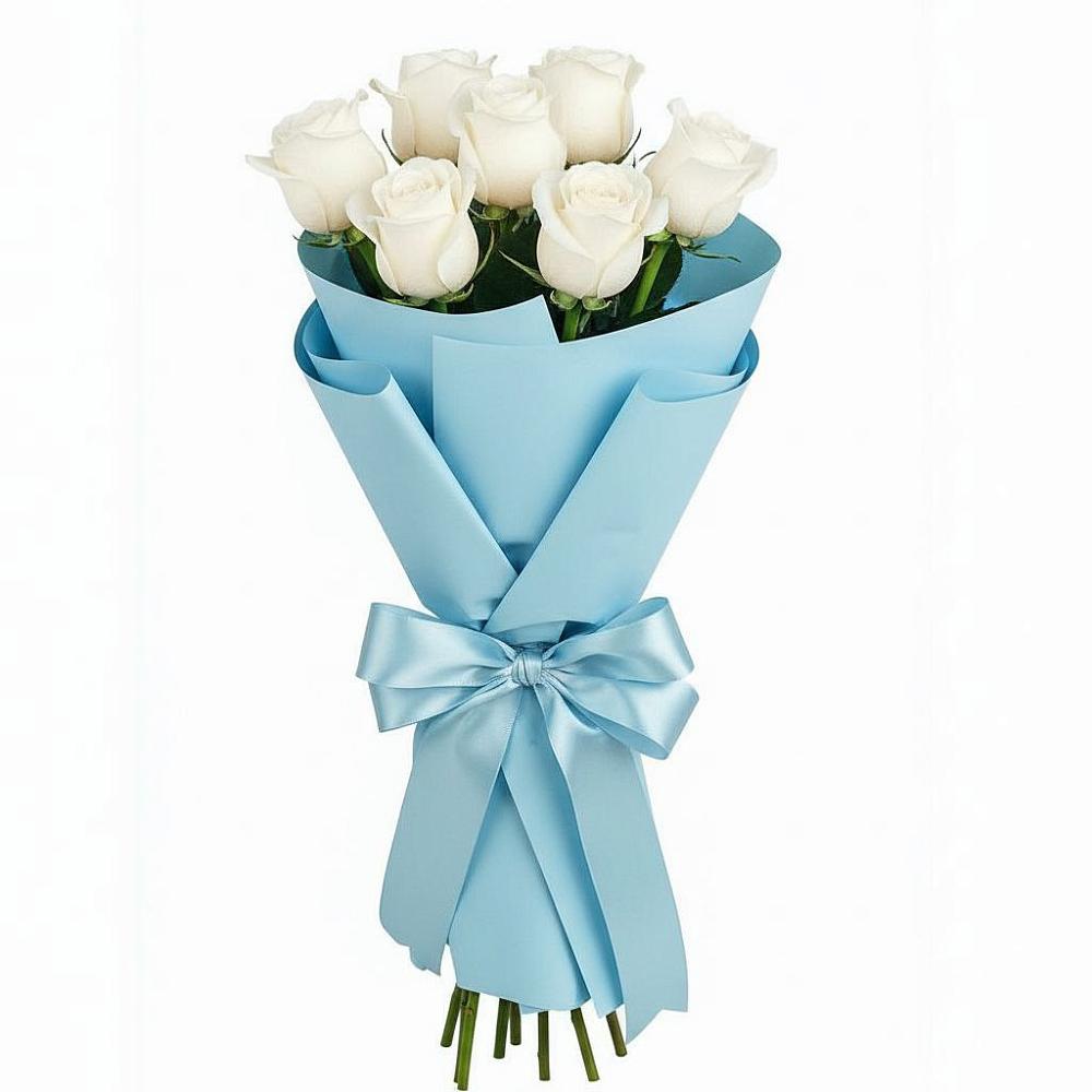 Букет 7 белых роз Проуд в Совхозном Краснодарский край