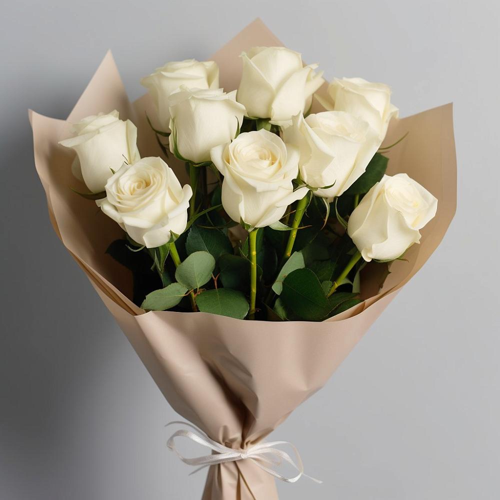 Букет 9 Белых роз Эдлесс Лав в Совхозном Краснодарский край