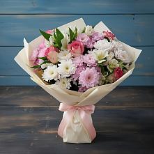 Букет цветов из:  Хризантемы, Альстромерии и Розы #REPLACE_PRED# Совхозном Краснодарский край