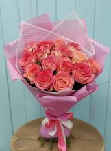 Букет 15 Розовых роз Равель в Совхозном Краснодарский край